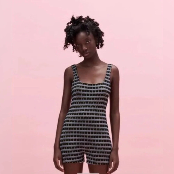 Zara Jacquard Knit Multicolor Sleeveless Boho Romper size M - Picture 2 of 14